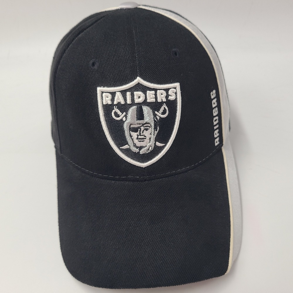 Oakland Raiders Hat Adjustable Reebok Black Silver‎ NFL Football Logo Cotton Men